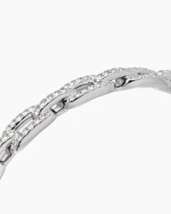 Stax Chain Link Bracelet 18K White Gold with Diamonds, 7mm