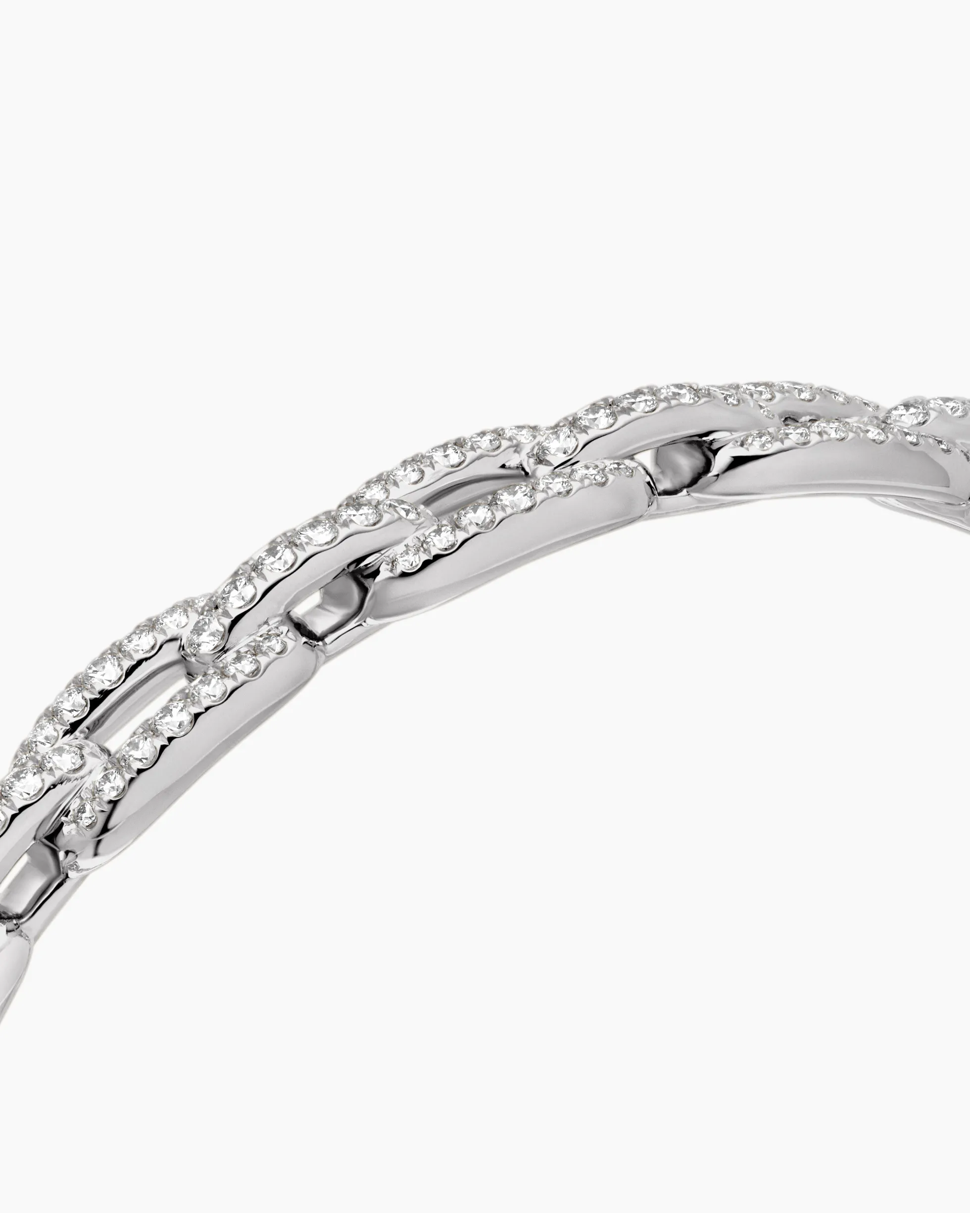 Stax Chain Link Bracelet 18K White Gold with Diamonds, 7mm
