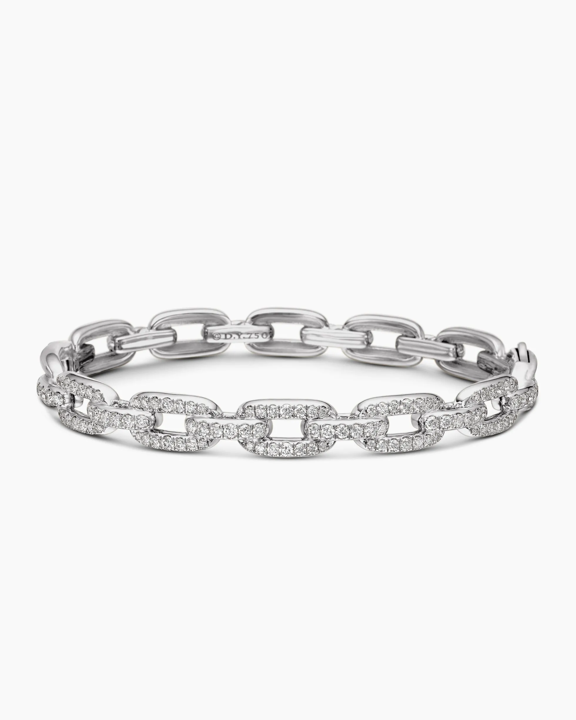 Stax Chain Link Bracelet 18K White Gold with Diamonds, 7mm