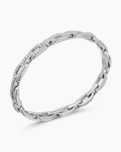 Stax Chain Link Bracelet 18K White Gold with Diamonds, 7mm