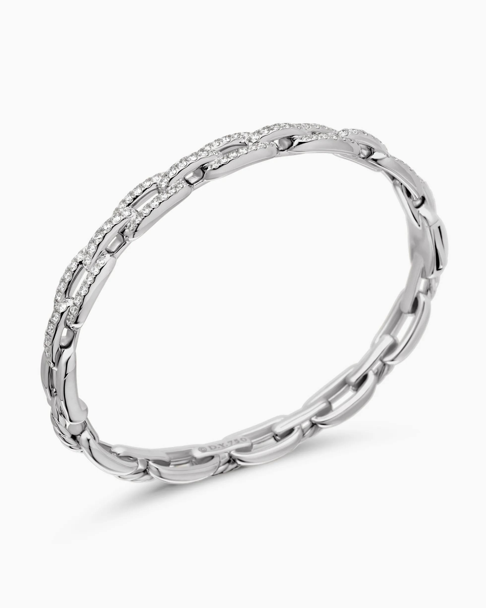 Stax Chain Link Bracelet 18K White Gold with Diamonds, 7mm