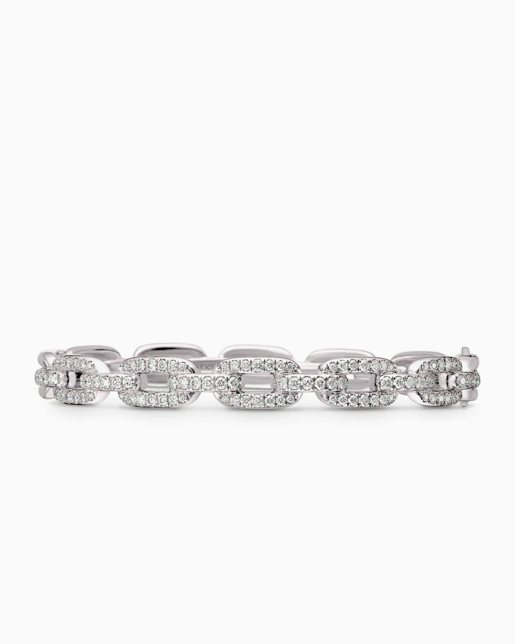 Stax Chain Link Bracelet 18K White Gold with Diamonds, 7mm