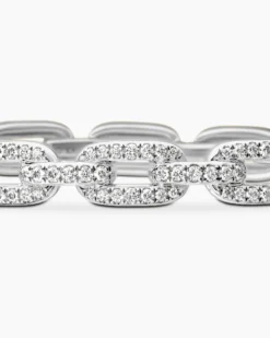 Stax Chain Link Bracelet 18K White Gold with Diamonds, 7mm