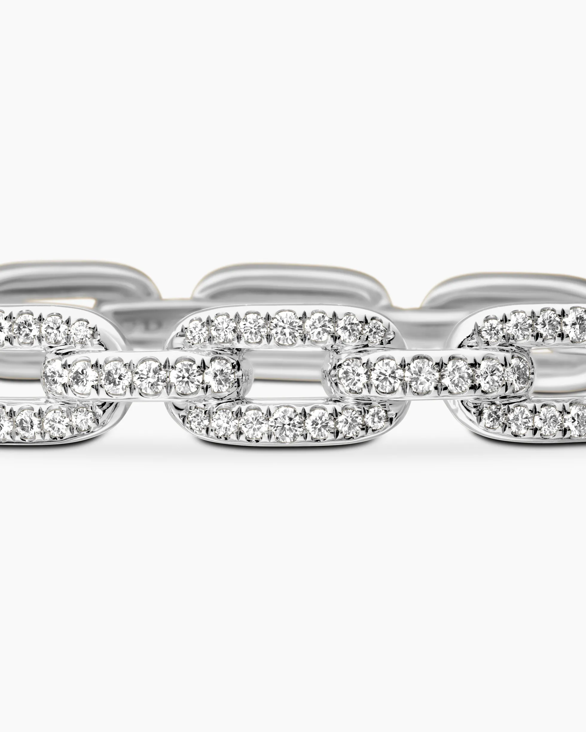 Stax Chain Link Bracelet 18K White Gold with Diamonds, 7mm