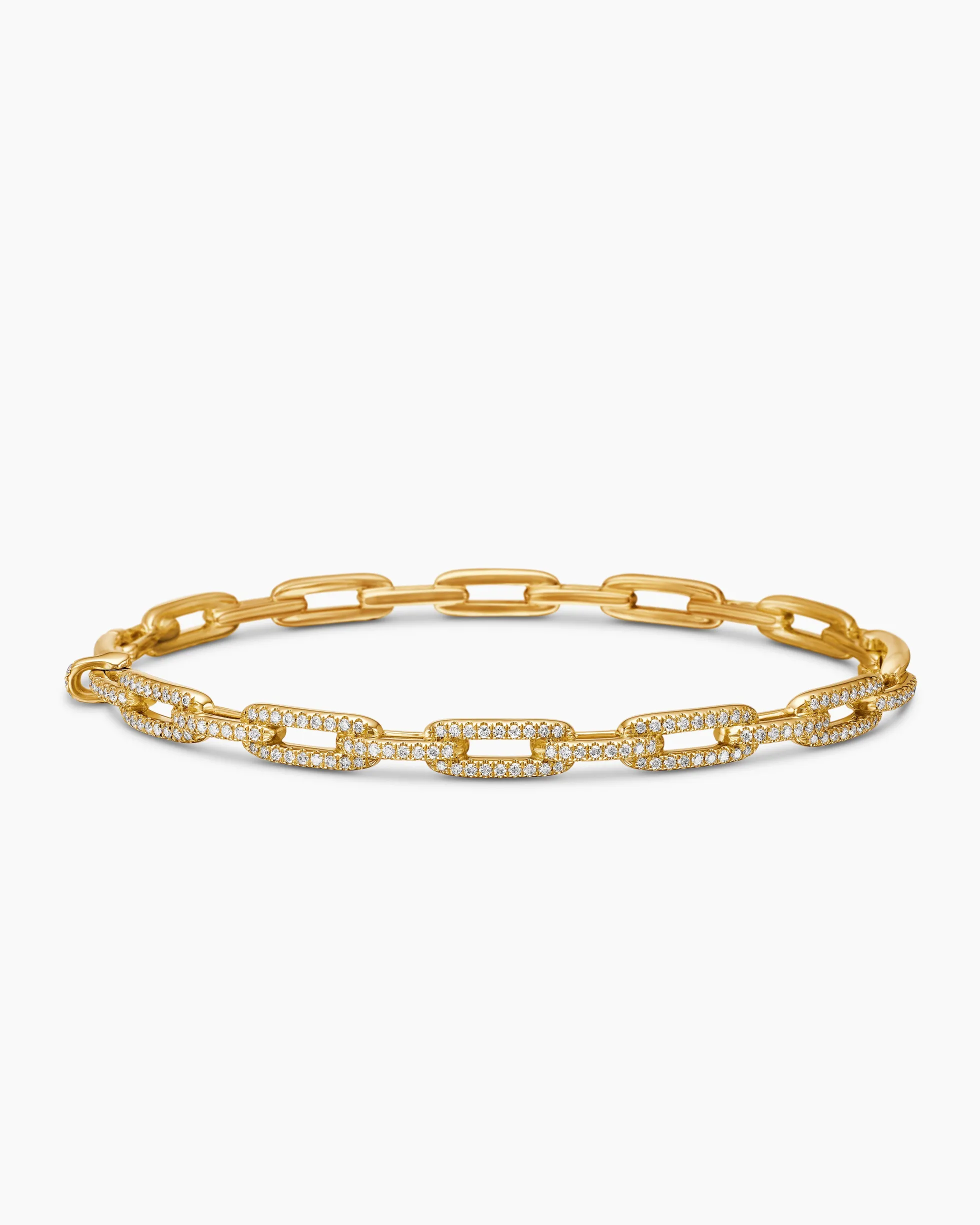 Stax Chain Link Bracelet 18K Yellow Gold with Diamonds, 4mm