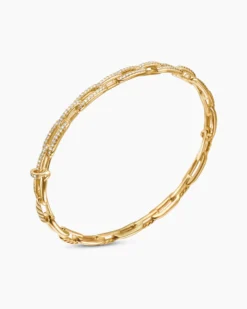 Stax Chain Link Bracelet 18K Yellow Gold with Diamonds, 4mm