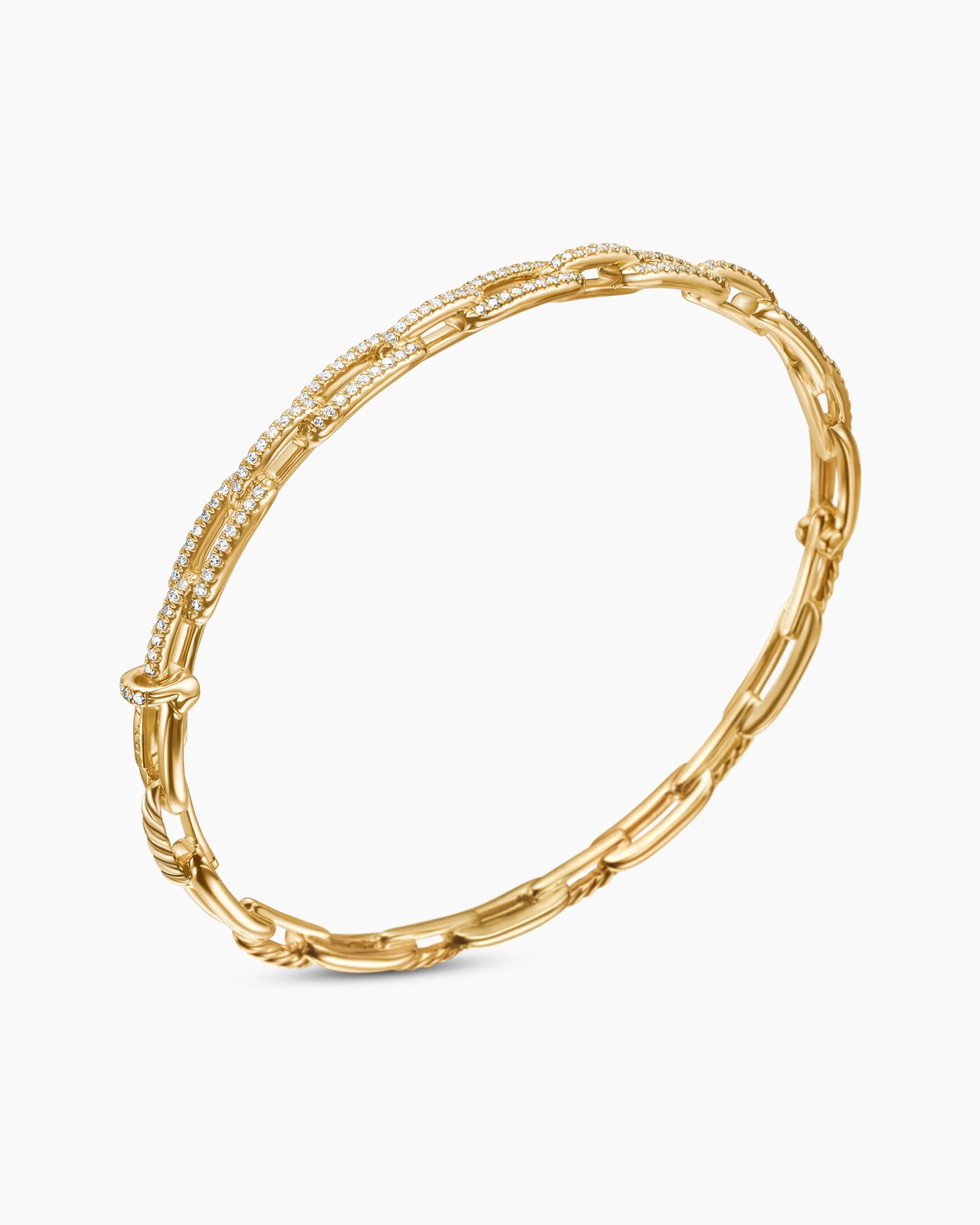 Stax Chain Link Bracelet 18K Yellow Gold with Diamonds, 4mm
