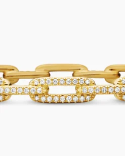 Stax Chain Link Bracelet 18K Yellow Gold with Diamonds, 4mm