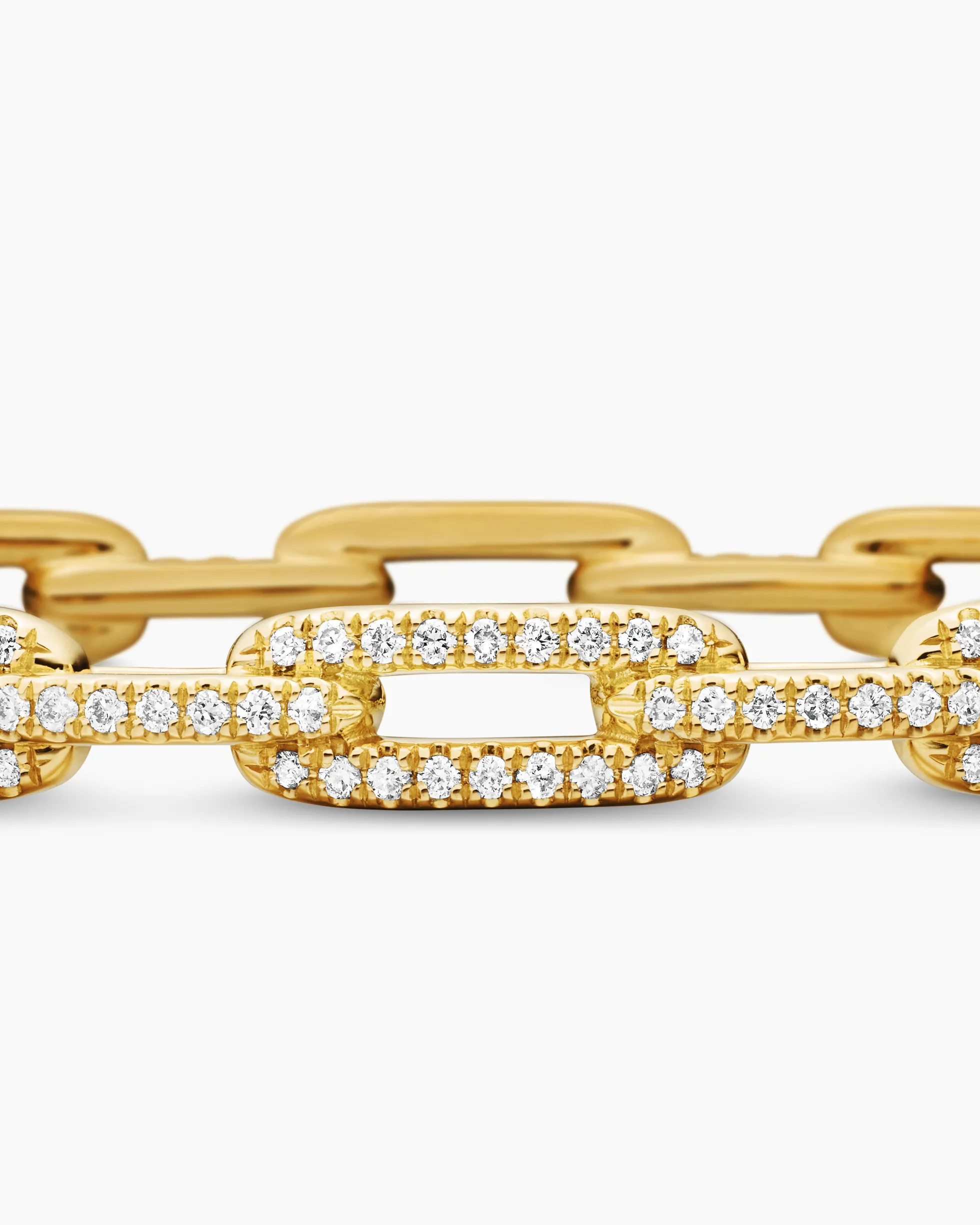 Stax Chain Link Bracelet 18K Yellow Gold with Diamonds, 4mm