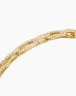 Stax Chain Link Bracelet 18K Yellow Gold with Diamonds, 4mm