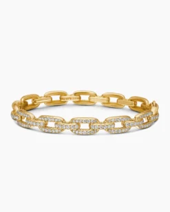 Stax Chain Link Bracelet 18K Yellow Gold with Diamonds, 7mm