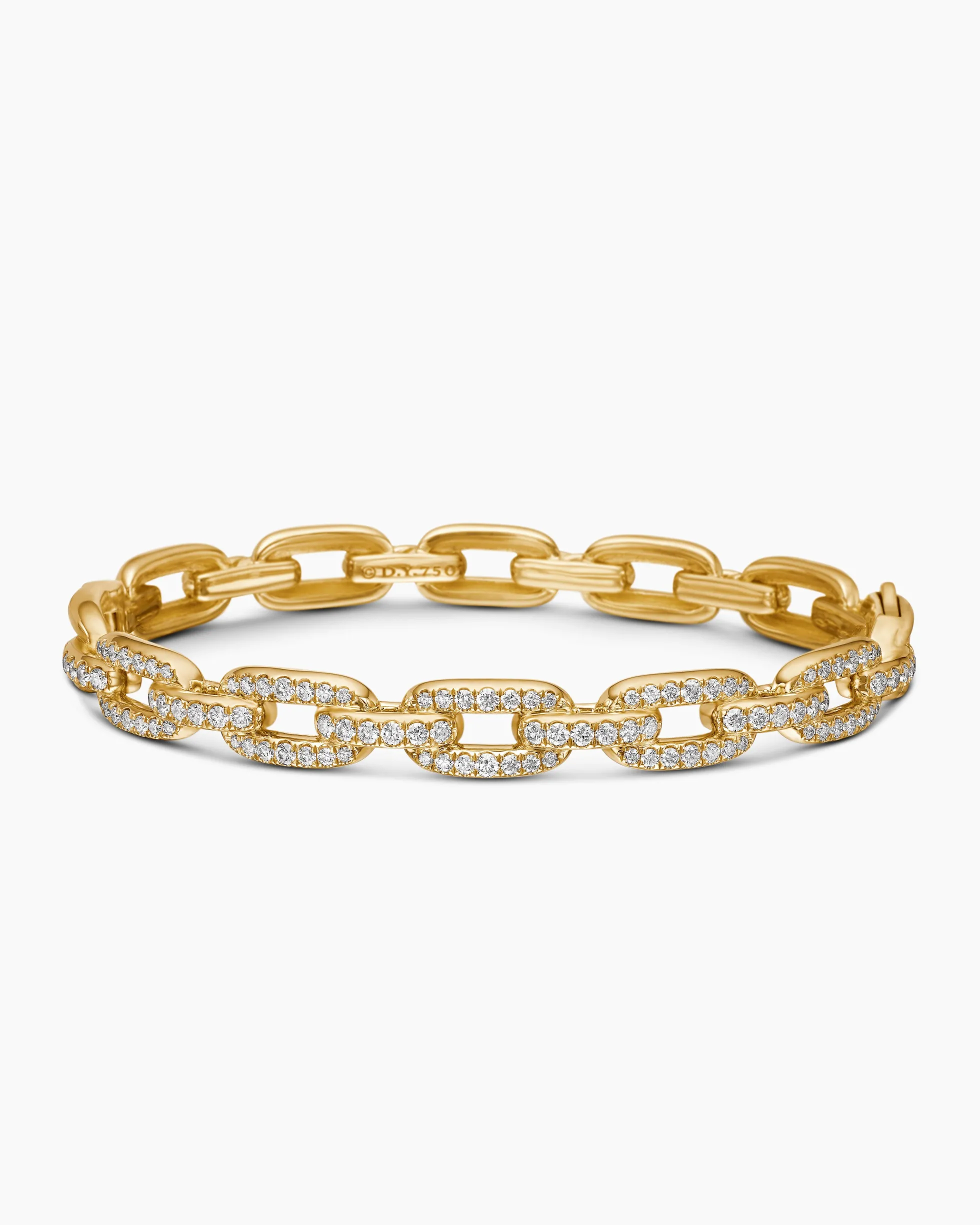 Stax Chain Link Bracelet 18K Yellow Gold with Diamonds, 7mm