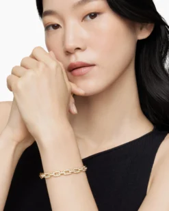 Stax Chain Link Bracelet 18K Yellow Gold with Diamonds, 7mm