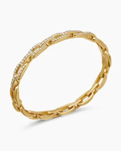 Stax Chain Link Bracelet 18K Yellow Gold with Diamonds, 7mm