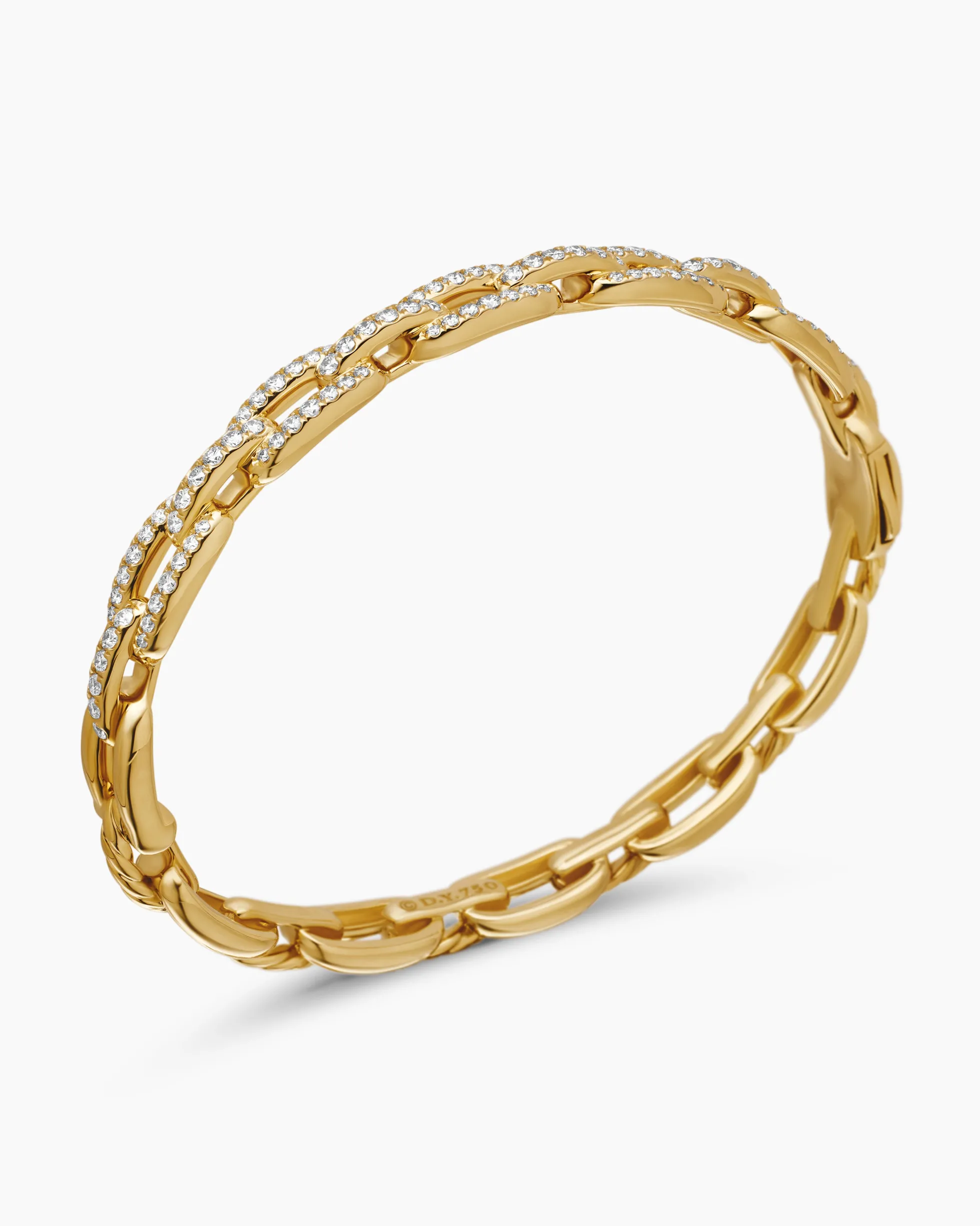 Stax Chain Link Bracelet 18K Yellow Gold with Diamonds, 7mm