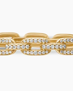 Stax Chain Link Bracelet 18K Yellow Gold with Diamonds, 7mm