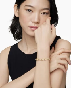 Stax Chain Link Bracelet 18K Yellow Gold with Diamonds, 7mm