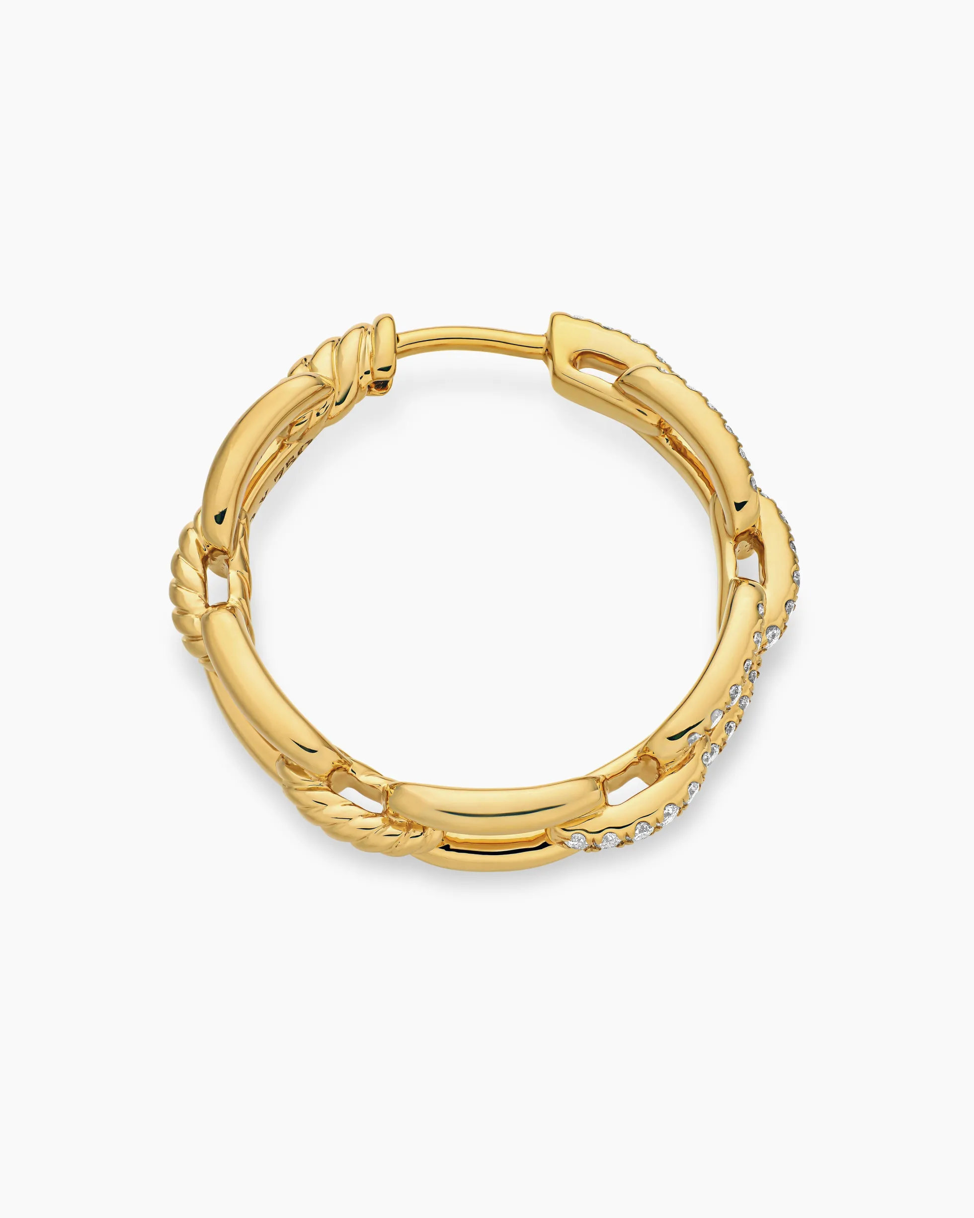 Stax Chain Link Hoop Earrings 18K Yellow Gold with Diamonds, 23.8mm