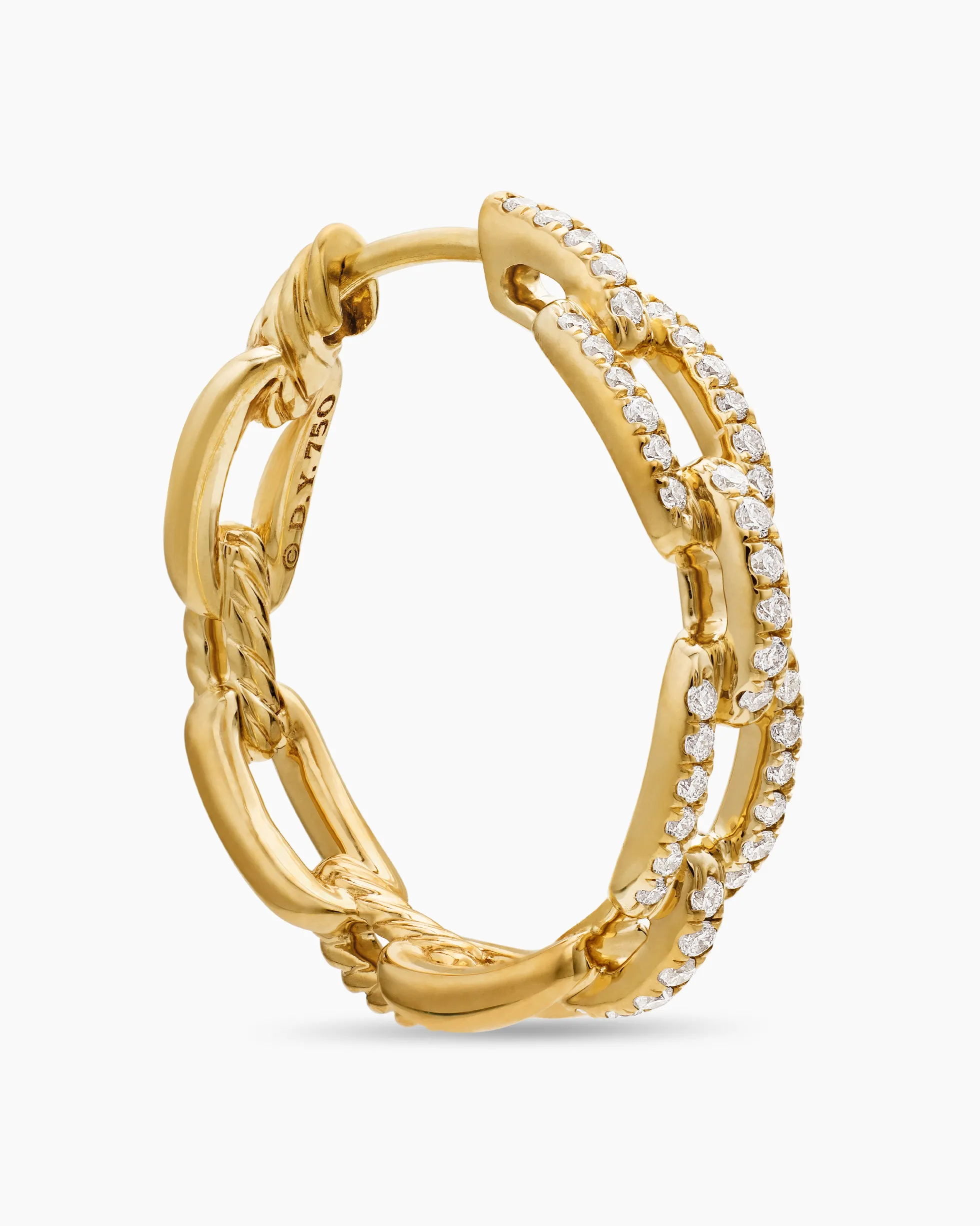 Stax Chain Link Hoop Earrings 18K Yellow Gold with Diamonds, 23.8mm