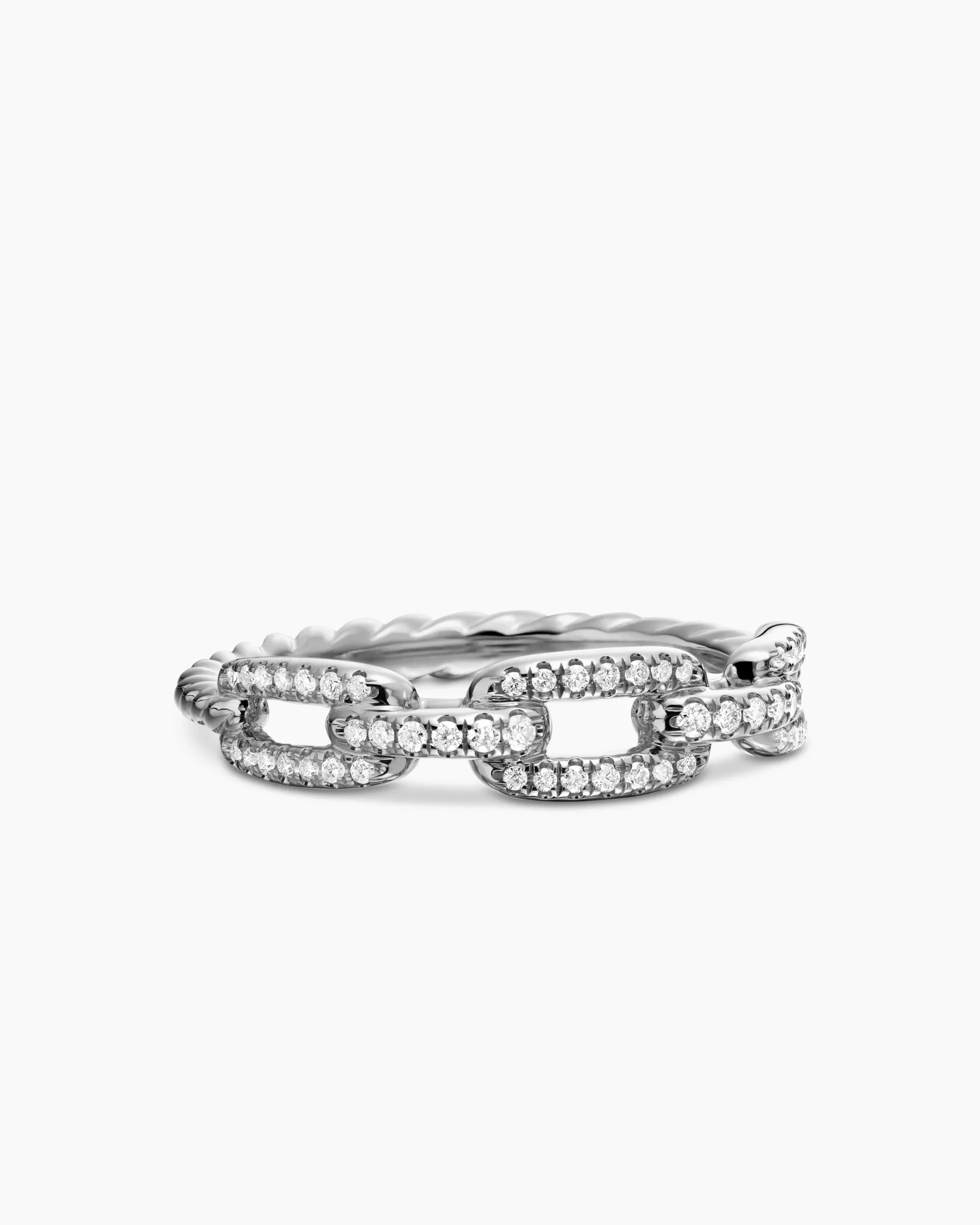 Stax Chain Link Ring 18K White Gold with Diamonds, 4.5mm