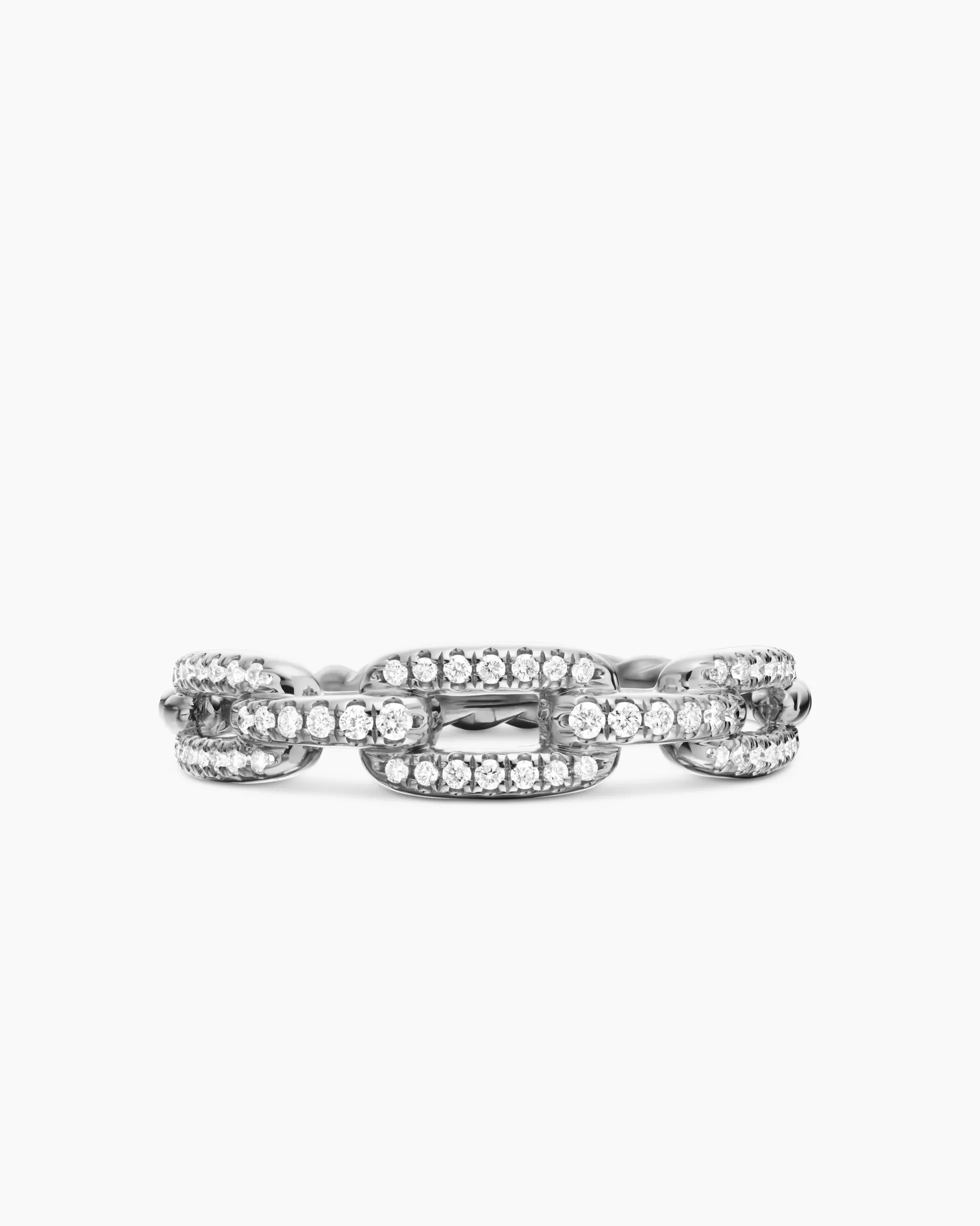 Stax Chain Link Ring 18K White Gold with Diamonds, 4.5mm