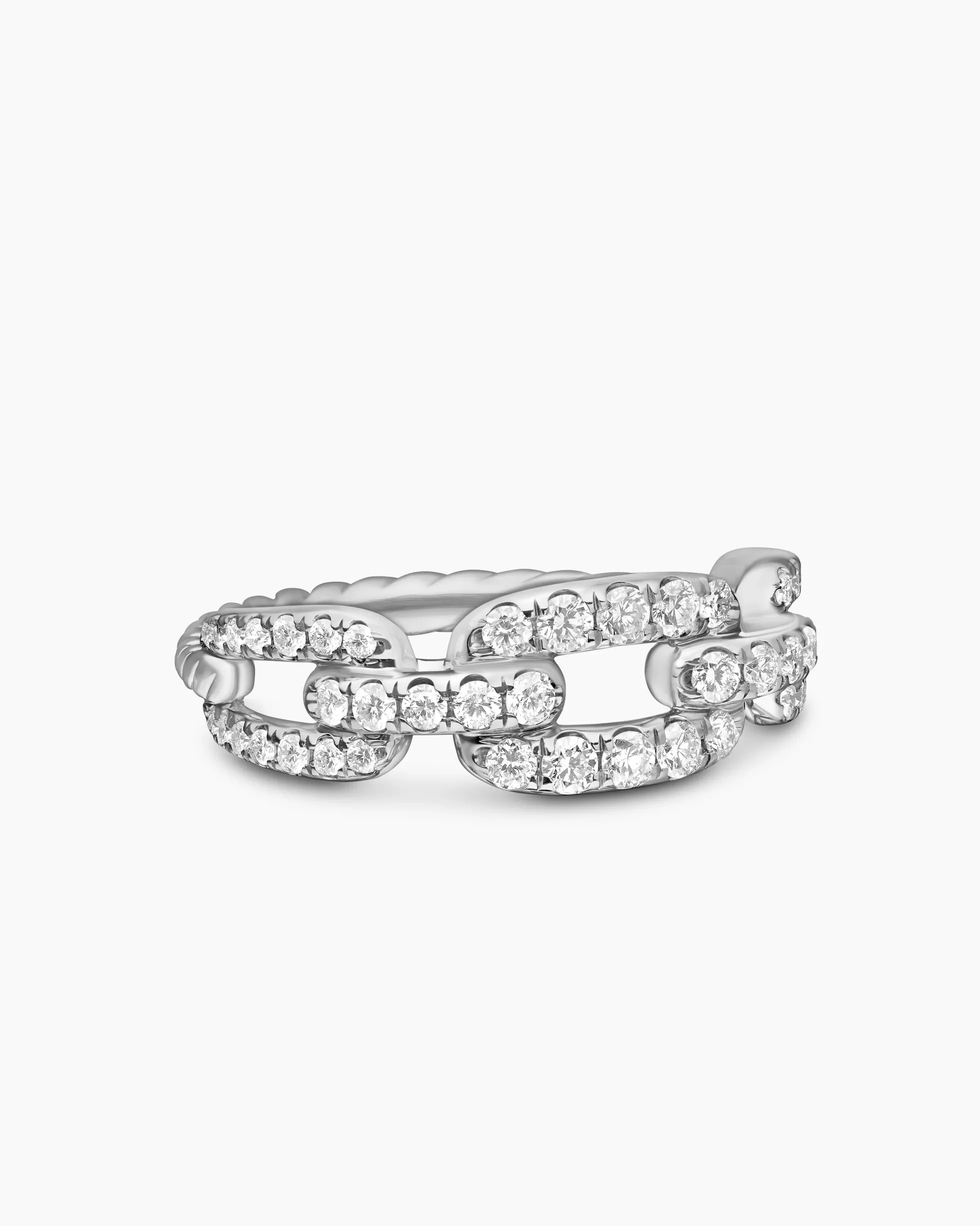 Stax Chain Link Ring 18K White Gold with Diamonds, 7mm