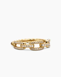 Stax Chain Link Ring 18K Yellow Gold with Diamonds, 4.5mm