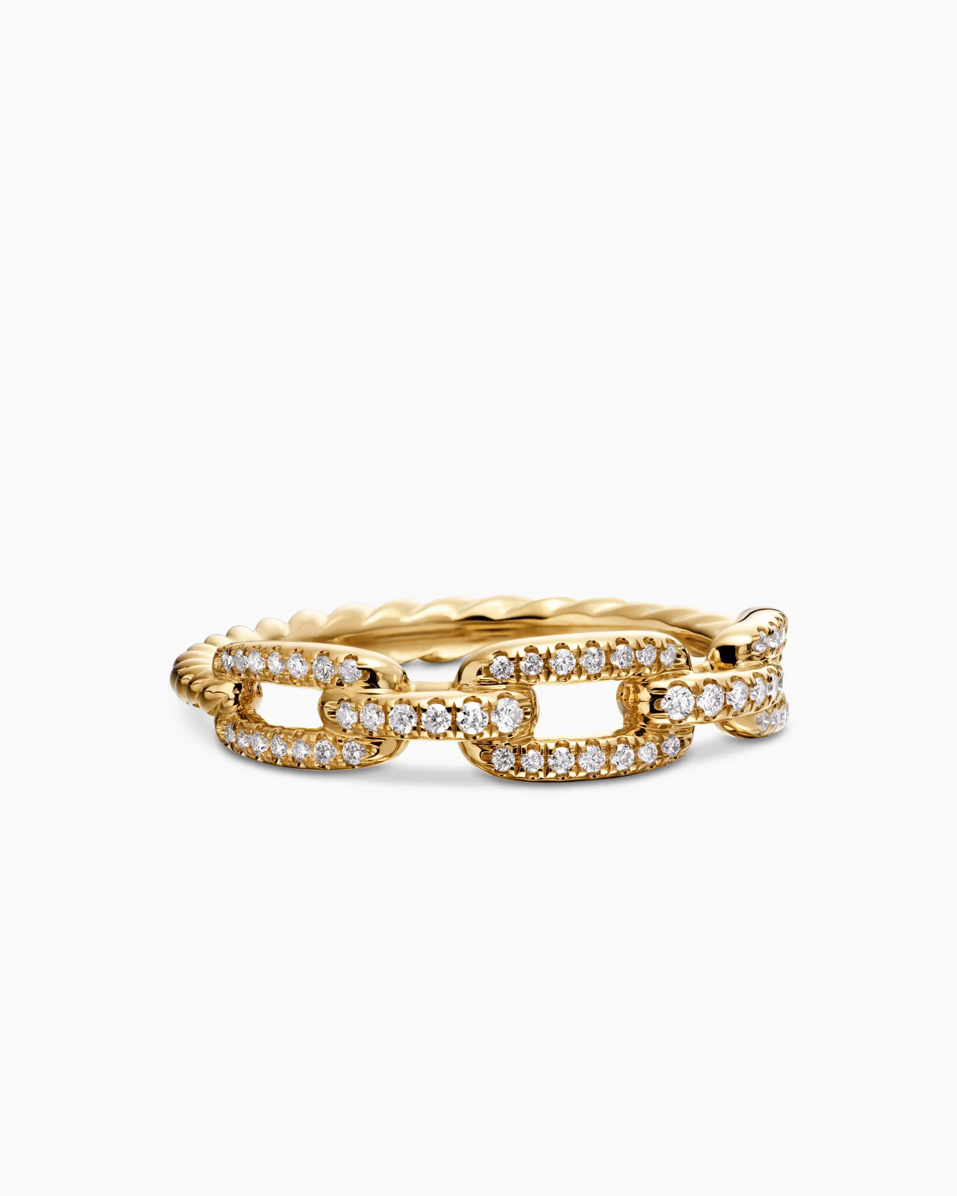 Stax Chain Link Ring 18K Yellow Gold with Diamonds, 4.5mm