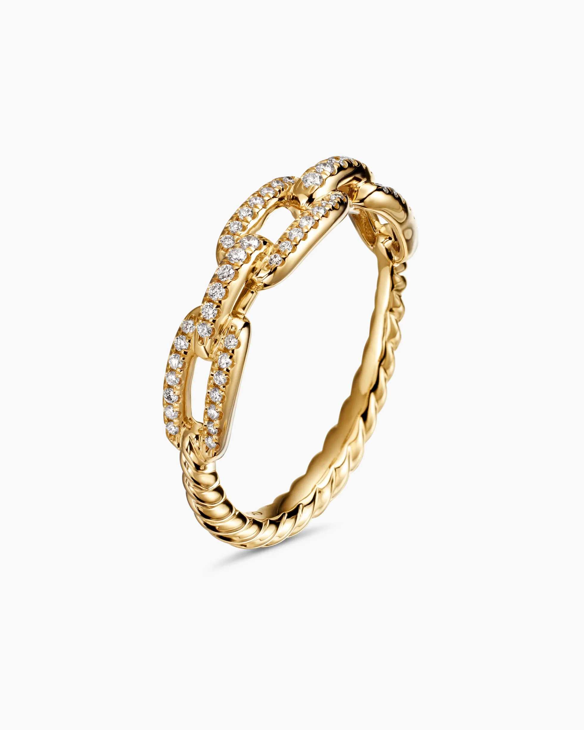 Stax Chain Link Ring 18K Yellow Gold with Diamonds, 4.5mm