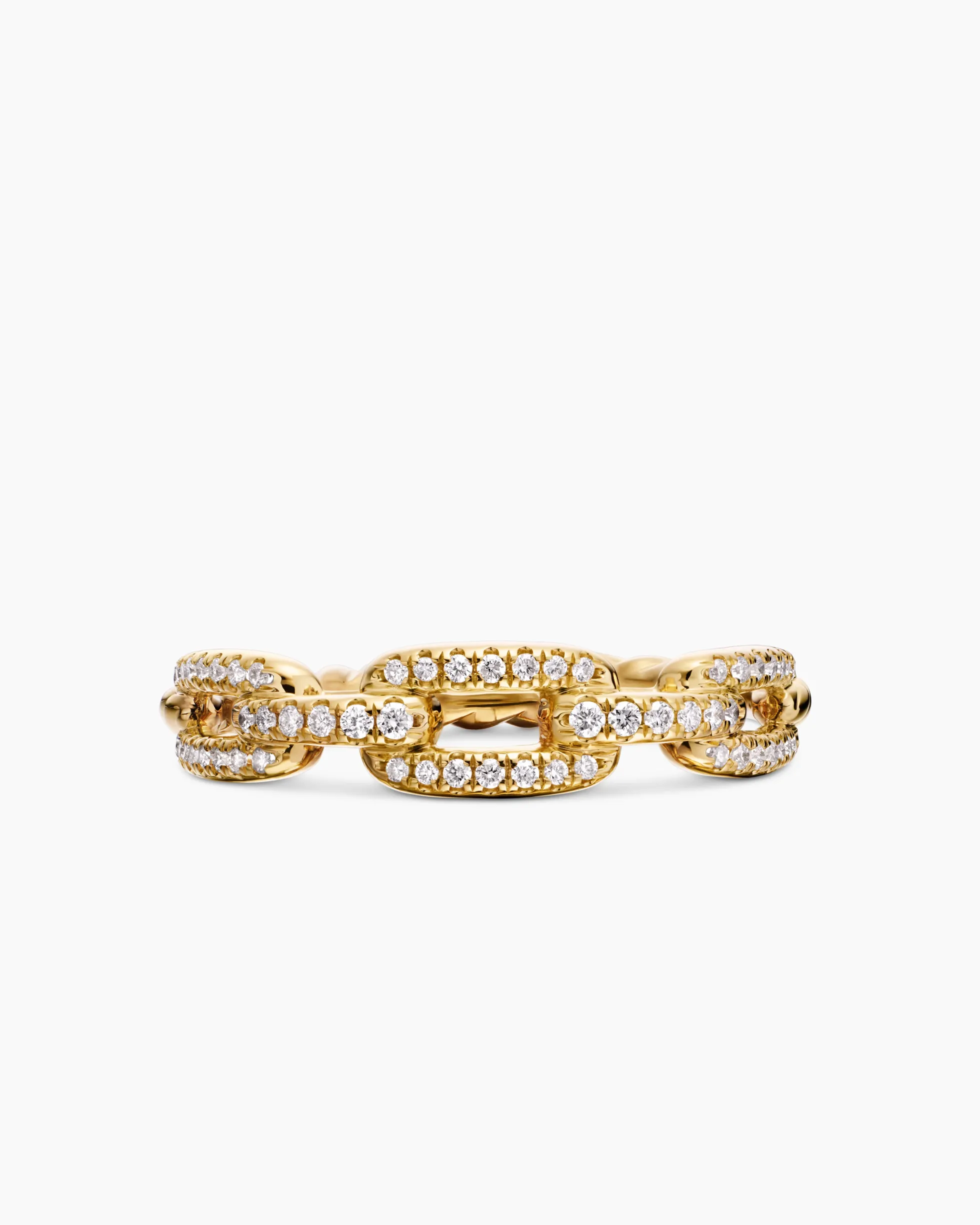 Stax Chain Link Ring 18K Yellow Gold with Diamonds, 4.5mm