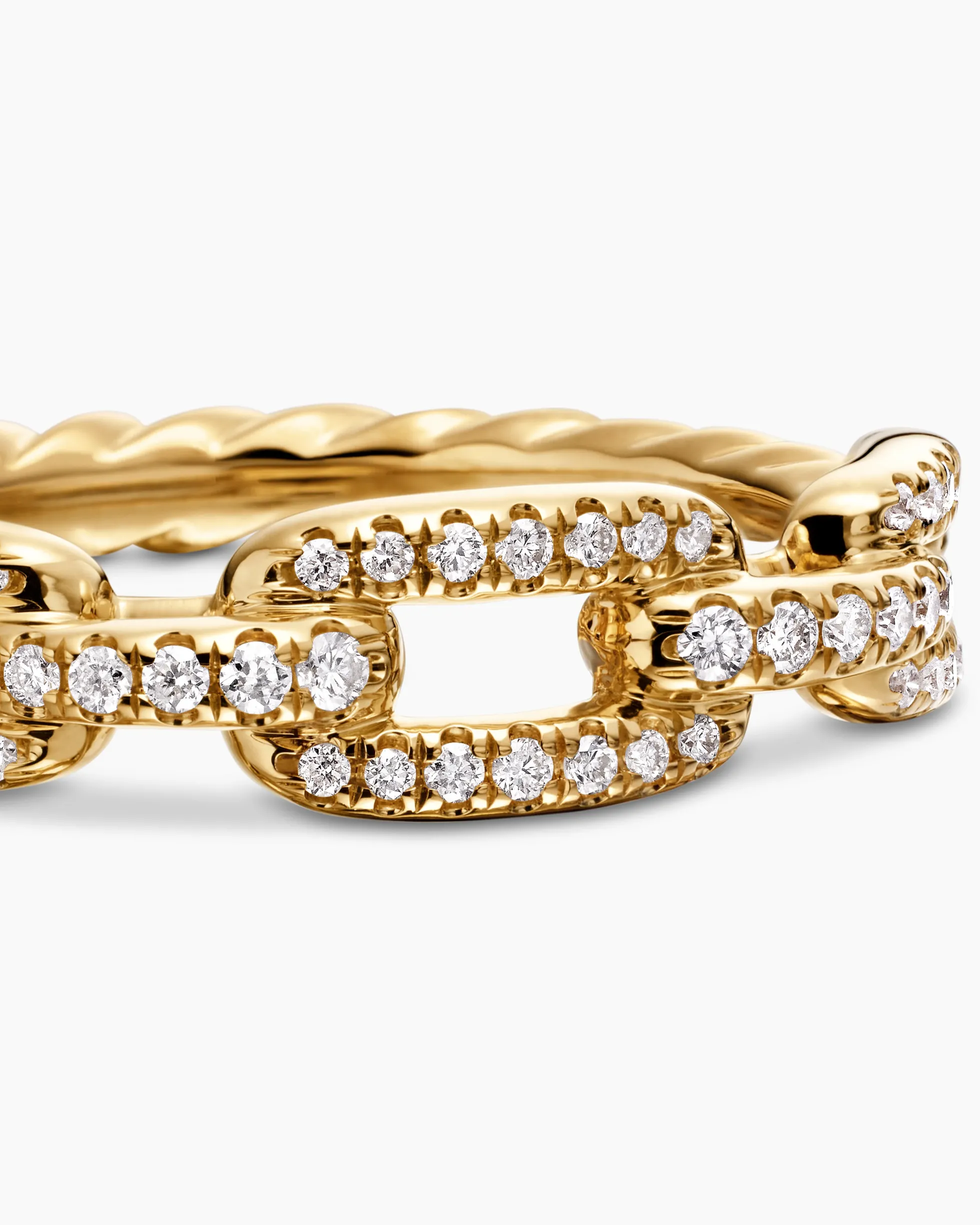 Stax Chain Link Ring 18K Yellow Gold with Diamonds, 4.5mm