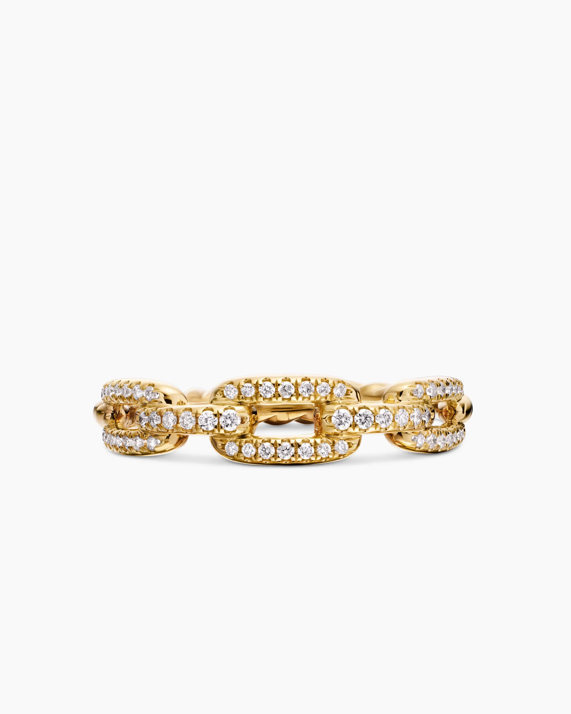 Stax Chain Link Ring 18K Yellow Gold with Diamonds, 4.5mm