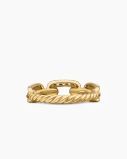 Stax Chain Link Ring 18K Yellow Gold with Diamonds, 7mm