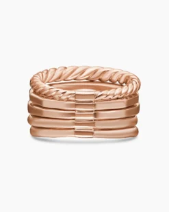 Stax Five Row Ring 18K Rose Gold with Morganite and Diamonds, 14mm