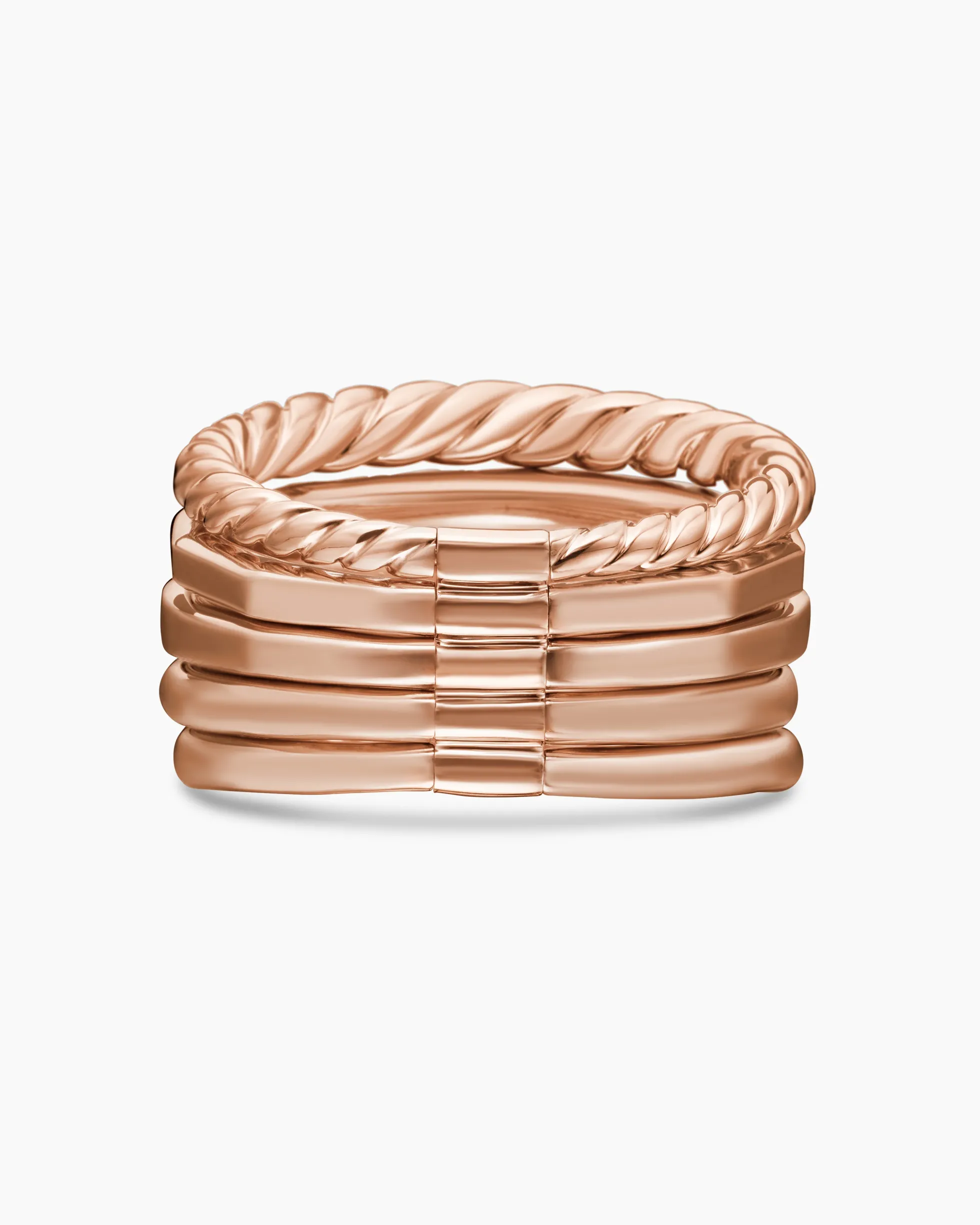 Stax Five Row Ring 18K Rose Gold with Morganite and Diamonds, 14mm