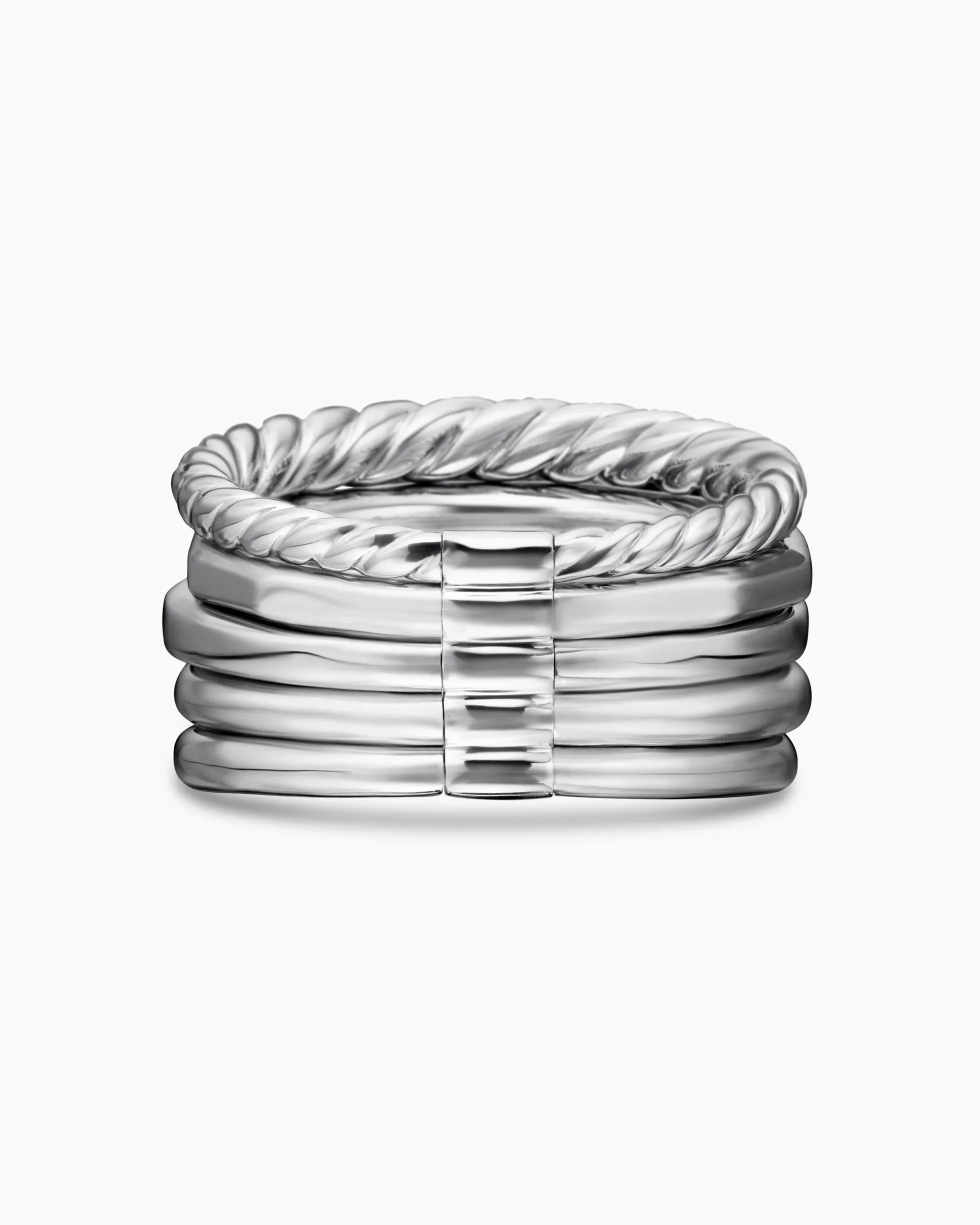 Stax Five Row Ring 18K White Gold with Tanzanite and Diamonds, 14mm