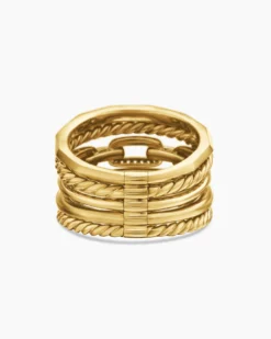 Stax Five Row Ring 18K Yellow Gold with Diamonds, 15mm