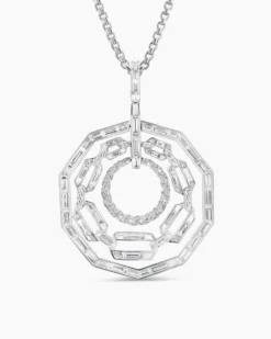 Stax Round Pendant White Gold with Diamonds