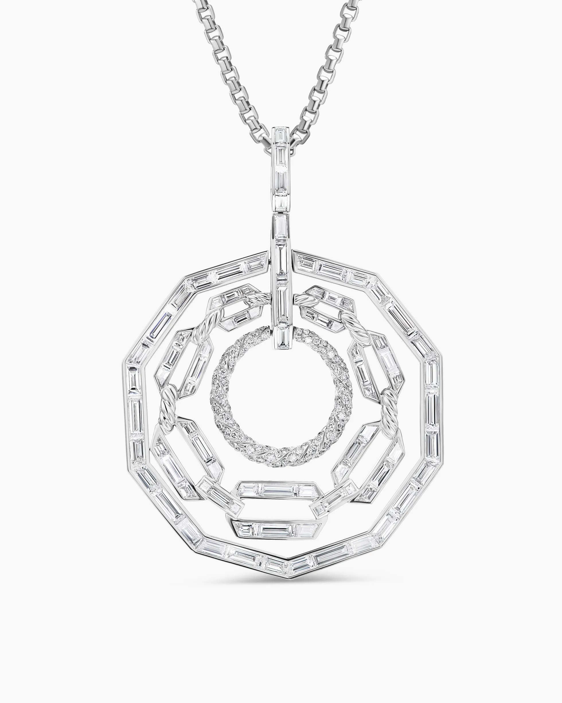 Stax Round Pendant White Gold with Diamonds
