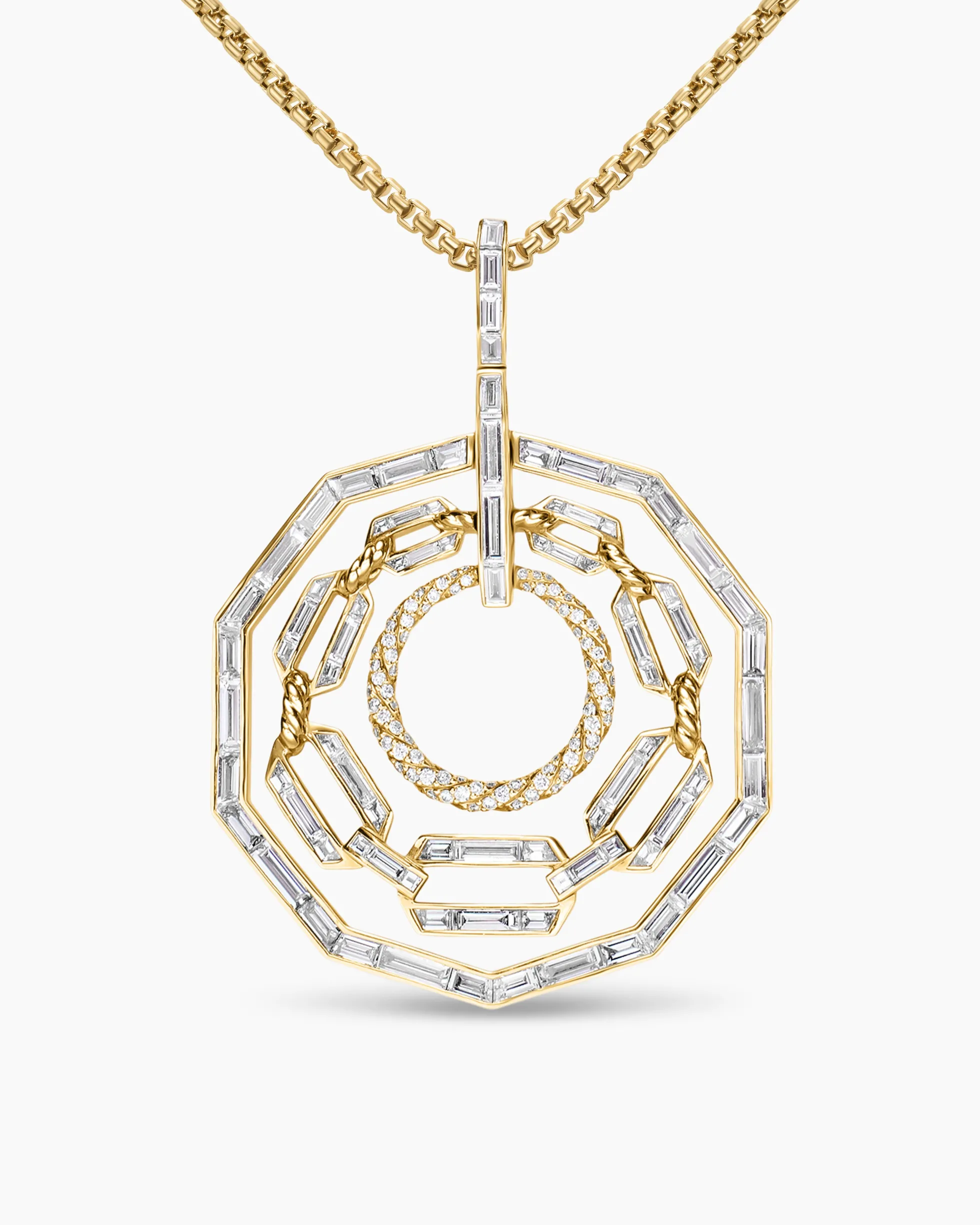 Stax Round Pendant Yellow Gold with Diamonds