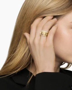 Stax Statement Ring 18K Yellow Gold with Champagne Citrine and Diamonds, 14mm