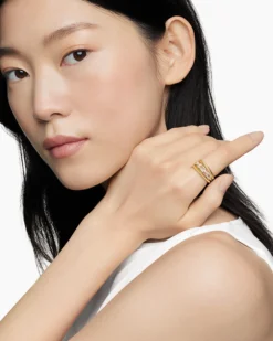 Stax Three Row Ring 18K Yellow Gold with Diamonds, 9.5mm