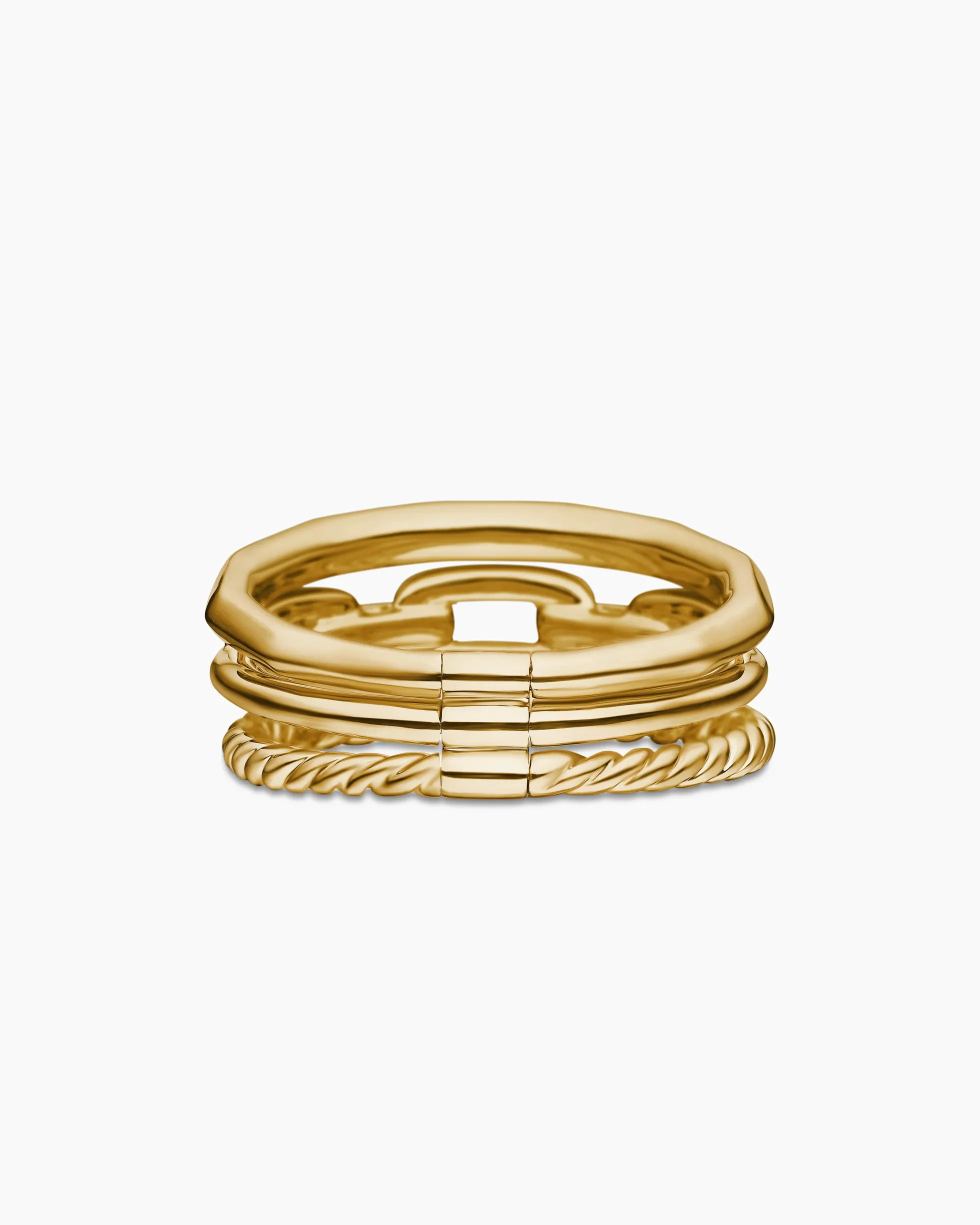 Stax Three Row Ring 18K Yellow Gold with Diamonds, 9.5mm
