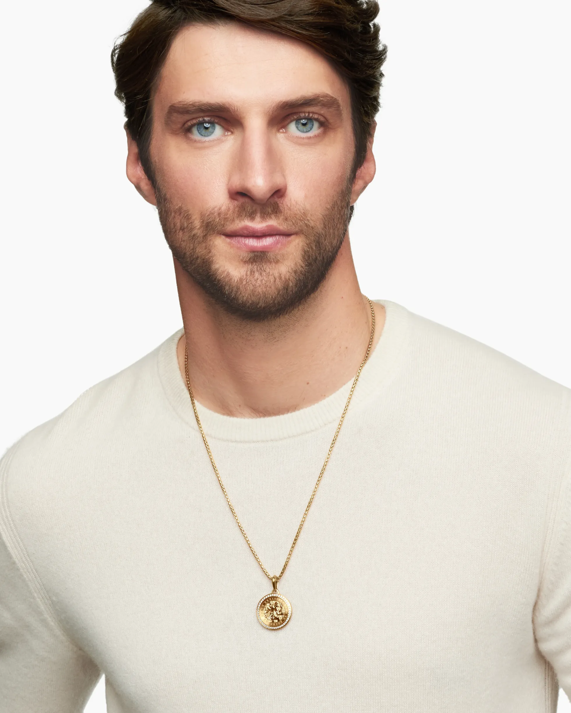 St. Christopher Amulet 18K Yellow Gold with Diamonds, 28.5mm