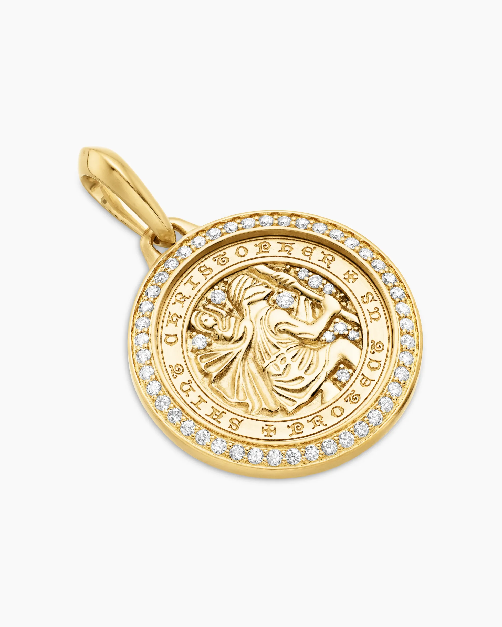 St. Christopher Amulet 18K Yellow Gold with Diamonds, 28.5mm