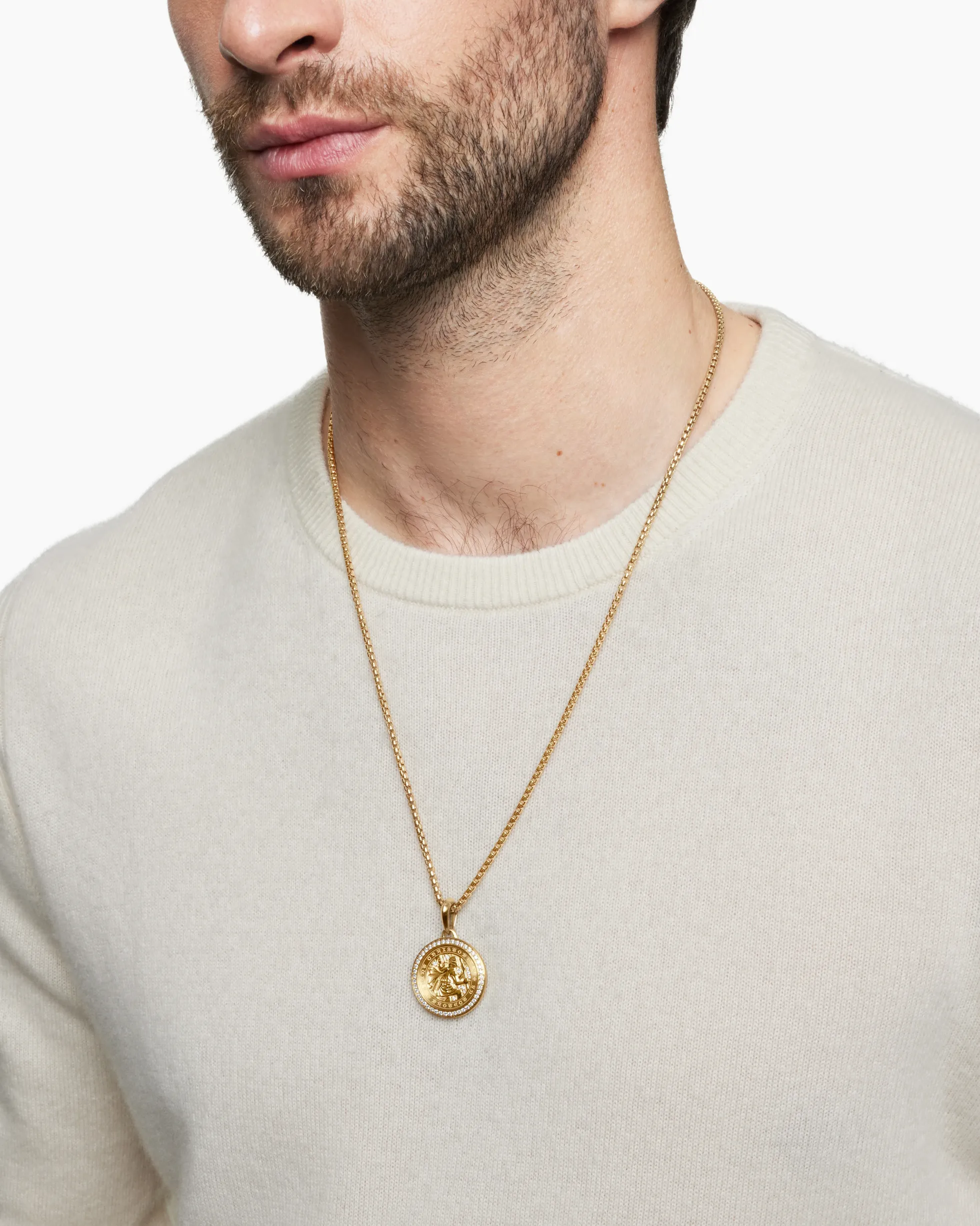 St. Christopher Amulet 18K Yellow Gold with Diamonds, 28.5mm