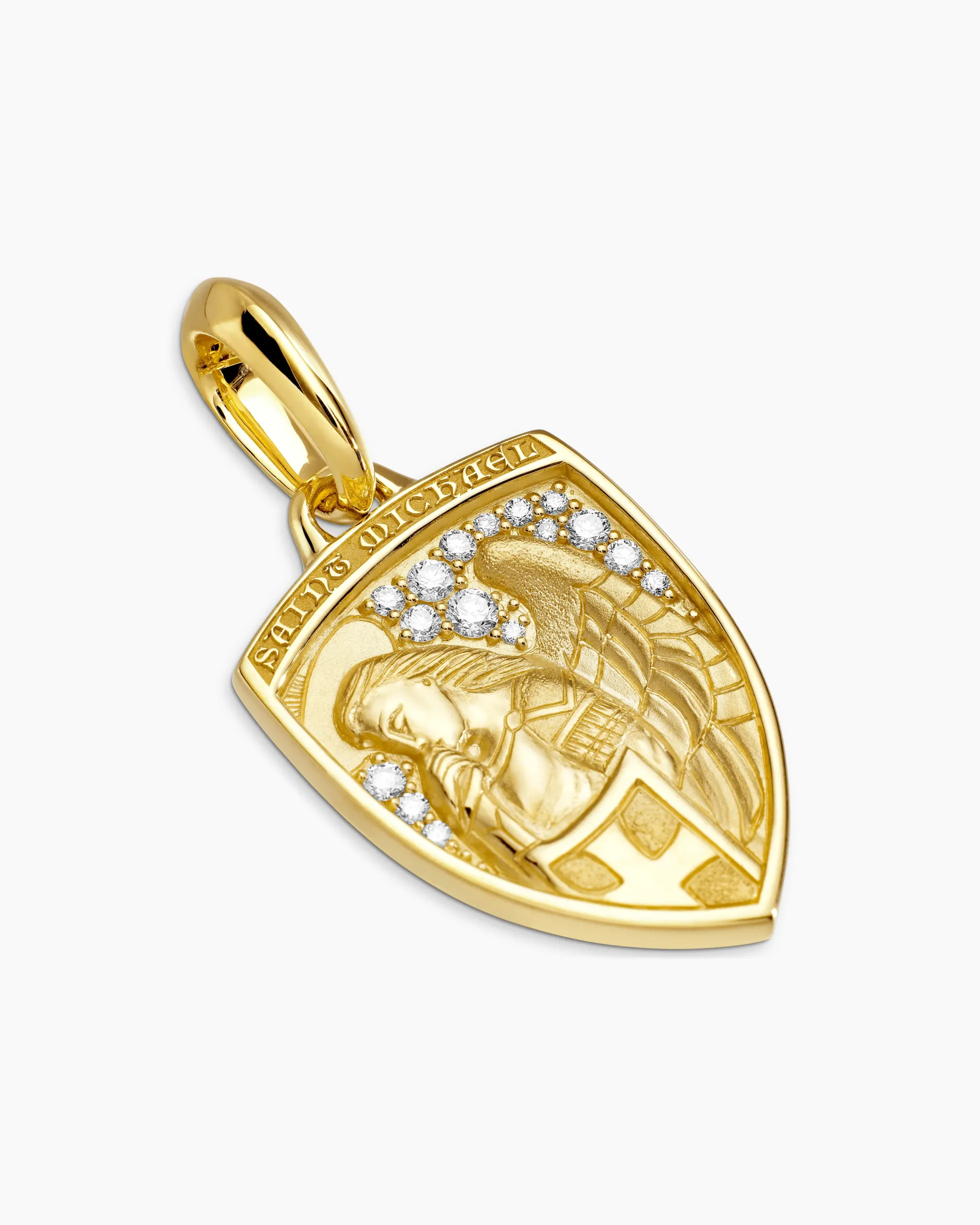 St. Michael Amulet 18K Yellow Gold with Diamonds, 26mm