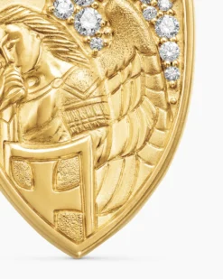 St. Michael Amulet 18K Yellow Gold with Diamonds, 26mm