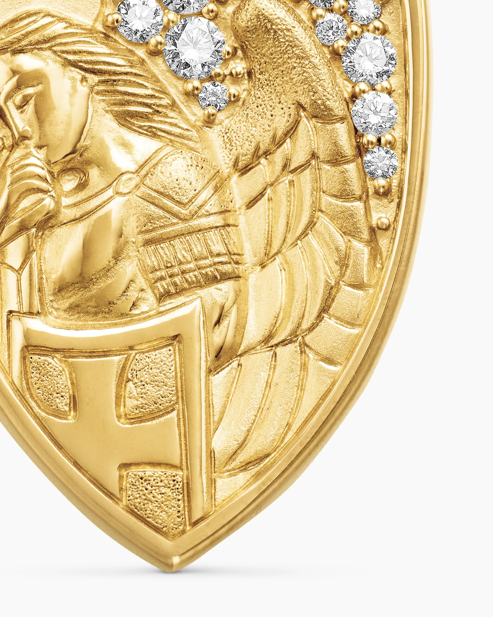 St. Michael Amulet 18K Yellow Gold with Diamonds, 26mm