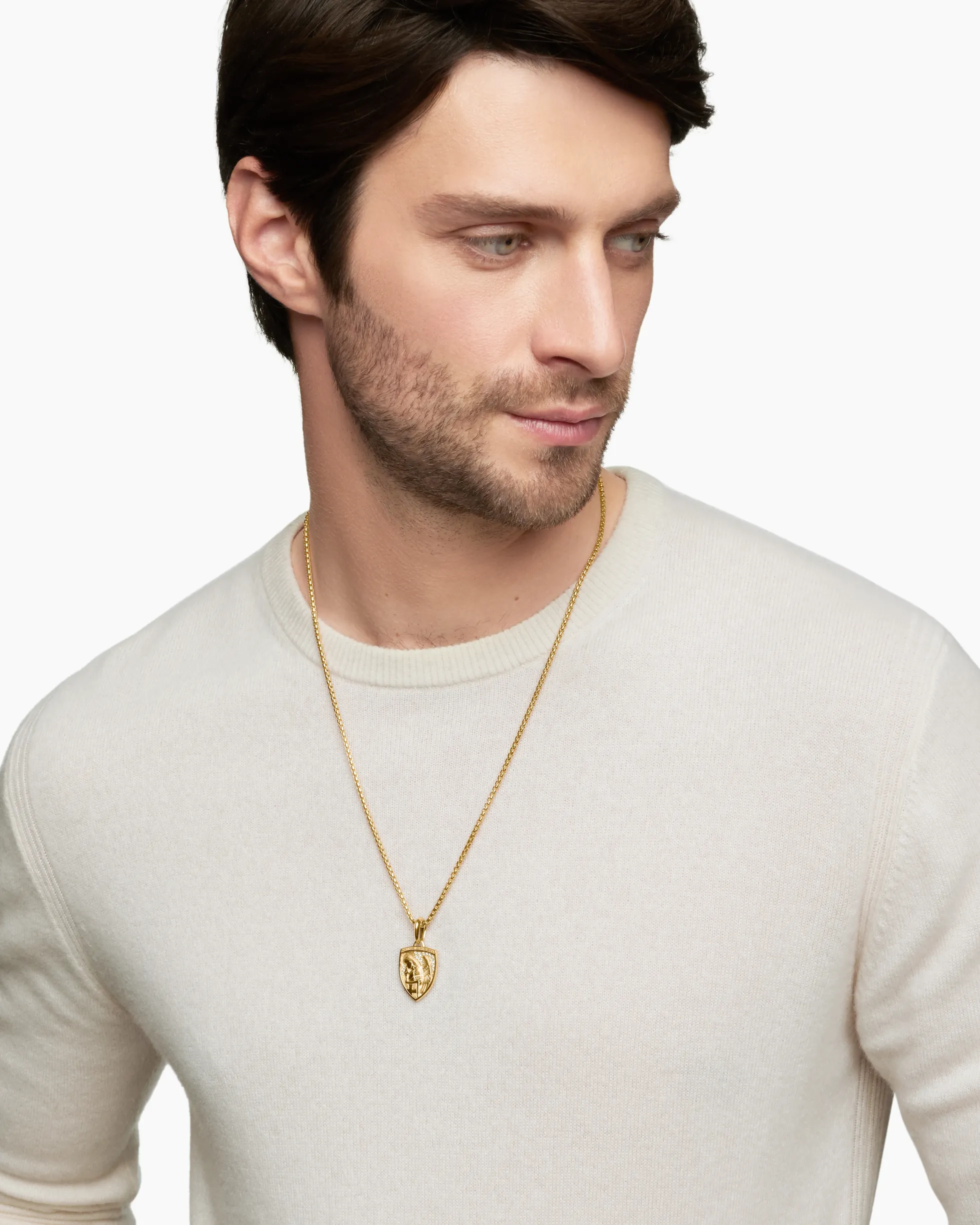 St. Michael Amulet 18K Yellow Gold with Diamonds, 26mm